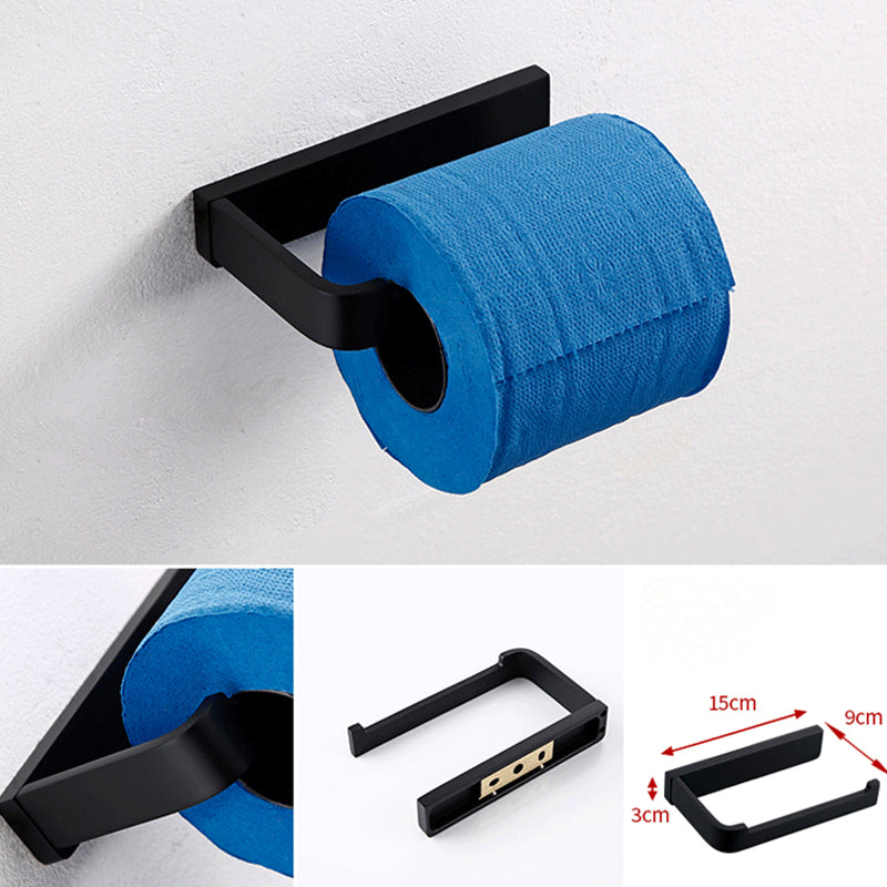 Black Bathroom Accessories Hardware Set with Towel Bar and Bath Shelf Clearhalo 'Bathroom Hardware Sets' 'Bathroom Hardware' 'Bathroom Remodel & Bathroom Fixtures' 'bathroom_hardware_sets' 'Home Improvement' 'home_improvement' 'home_improvement_bathroom_hardware_sets' 7305319