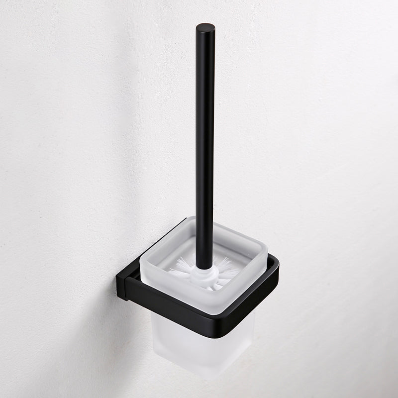 Black Bathroom Accessories Hardware Set with Towel Bar and Bath Shelf Toilet Brush Clearhalo 'Bathroom Hardware Sets' 'Bathroom Hardware' 'Bathroom Remodel & Bathroom Fixtures' 'bathroom_hardware_sets' 'Home Improvement' 'home_improvement' 'home_improvement_bathroom_hardware_sets' 7305320