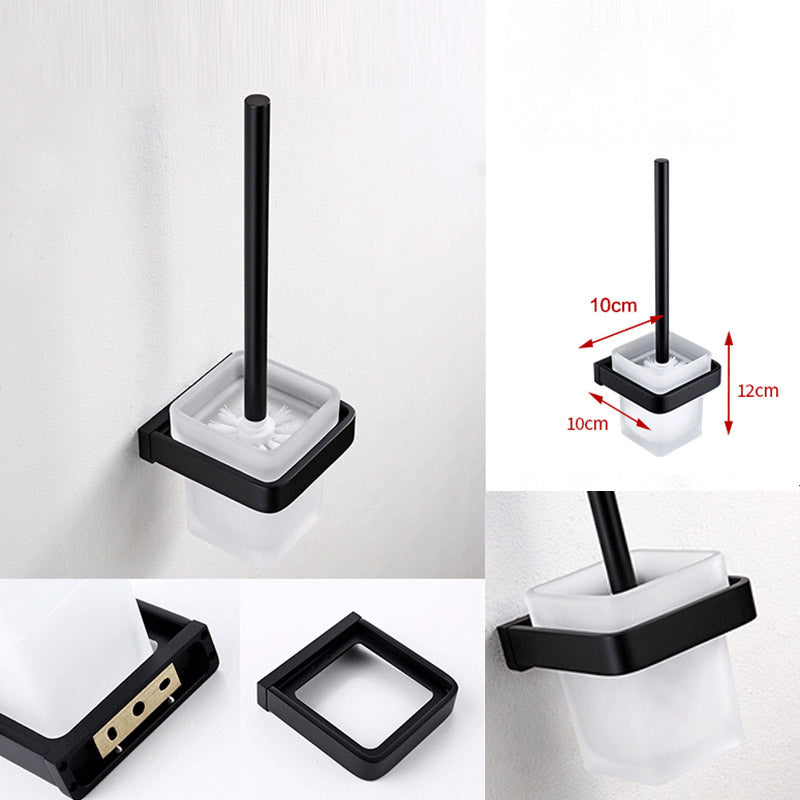 Black Bathroom Accessories Hardware Set with Towel Bar and Bath Shelf Clearhalo 'Bathroom Hardware Sets' 'Bathroom Hardware' 'Bathroom Remodel & Bathroom Fixtures' 'bathroom_hardware_sets' 'Home Improvement' 'home_improvement' 'home_improvement_bathroom_hardware_sets' 7305325