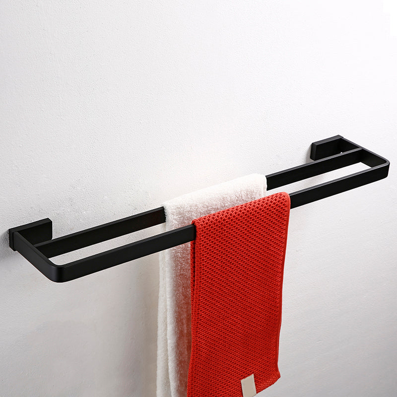 Black Bathroom Accessories Hardware Set with Towel Bar and Bath Shelf Double Bars Towel Bar (24"L) Clearhalo 'Bathroom Hardware Sets' 'Bathroom Hardware' 'Bathroom Remodel & Bathroom Fixtures' 'bathroom_hardware_sets' 'Home Improvement' 'home_improvement' 'home_improvement_bathroom_hardware_sets' 7305327