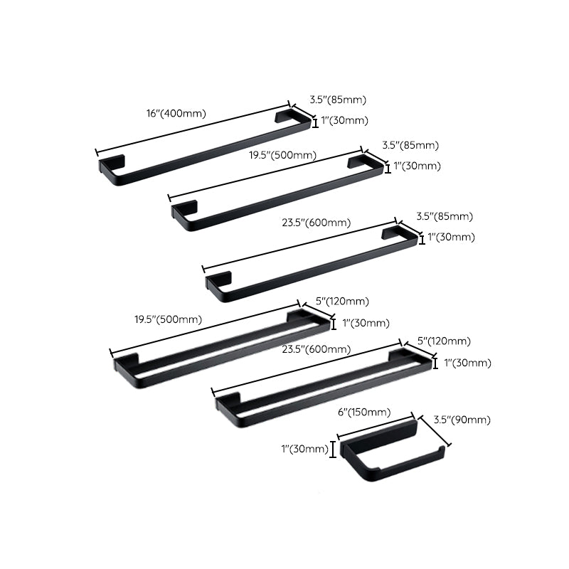 Black Bathroom Accessories Hardware Set with Towel Bar and Bath Shelf Clearhalo 'Bathroom Hardware Sets' 'Bathroom Hardware' 'Bathroom Remodel & Bathroom Fixtures' 'bathroom_hardware_sets' 'Home Improvement' 'home_improvement' 'home_improvement_bathroom_hardware_sets' 7305331