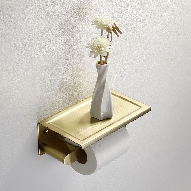 Brushed Brass Metal Bathroom Accessory As Individual Or As a Set Toilet Paper Holder Clearhalo 'Bathroom Hardware Sets' 'Bathroom Hardware' 'Bathroom Remodel & Bathroom Fixtures' 'bathroom_hardware_sets' 'Home Improvement' 'home_improvement' 'home_improvement_bathroom_hardware_sets' 7305333