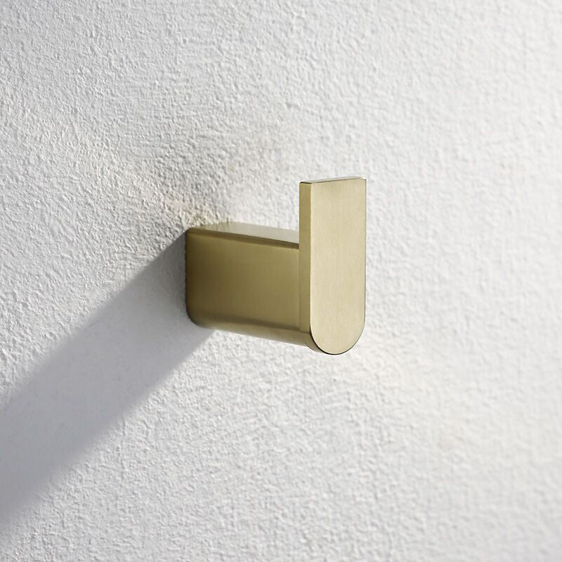 Brushed Brass Metal Bathroom Accessory As Individual Or As a Set Towel/Robe Hook Clearhalo 'Bathroom Hardware Sets' 'Bathroom Hardware' 'Bathroom Remodel & Bathroom Fixtures' 'bathroom_hardware_sets' 'Home Improvement' 'home_improvement' 'home_improvement_bathroom_hardware_sets' 7305335