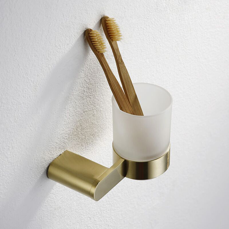 Brushed Brass Metal Bathroom Accessory As Individual Or As a Set Toothbrush Holder Clearhalo 'Bathroom Hardware Sets' 'Bathroom Hardware' 'Bathroom Remodel & Bathroom Fixtures' 'bathroom_hardware_sets' 'Home Improvement' 'home_improvement' 'home_improvement_bathroom_hardware_sets' 7305340