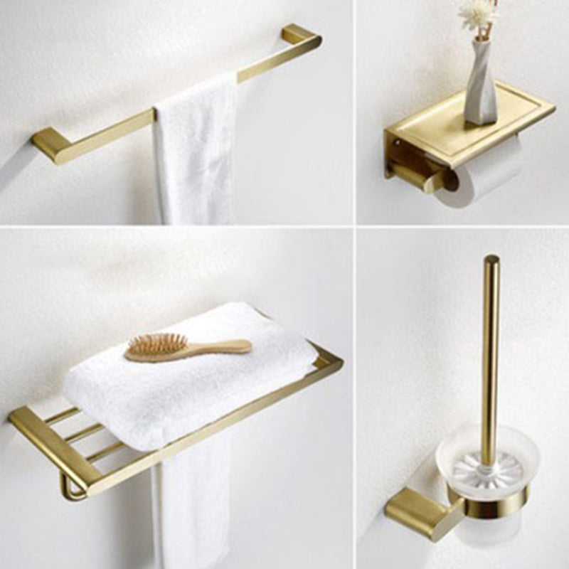 Brushed Brass Metal Bathroom Accessory As Individual Or As a Set 4-Piece Set Clearhalo 'Bathroom Hardware Sets' 'Bathroom Hardware' 'Bathroom Remodel & Bathroom Fixtures' 'bathroom_hardware_sets' 'Home Improvement' 'home_improvement' 'home_improvement_bathroom_hardware_sets' 7305353