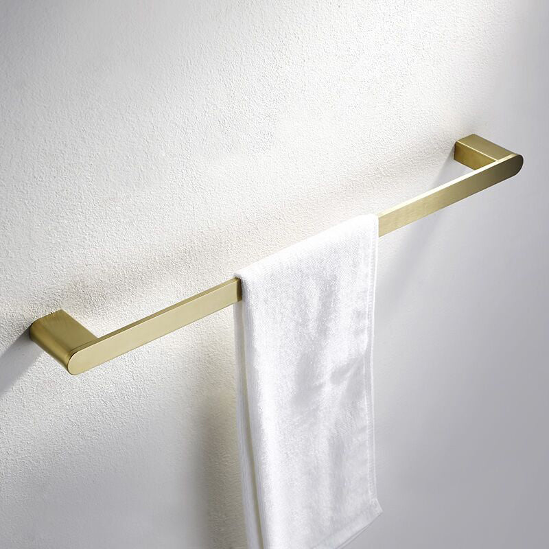 Brushed Brass Metal Bathroom Accessory As Individual Or As a Set Single Bar Towel Bar (24"L) Clearhalo 'Bathroom Hardware Sets' 'Bathroom Hardware' 'Bathroom Remodel & Bathroom Fixtures' 'bathroom_hardware_sets' 'Home Improvement' 'home_improvement' 'home_improvement_bathroom_hardware_sets' 7305354