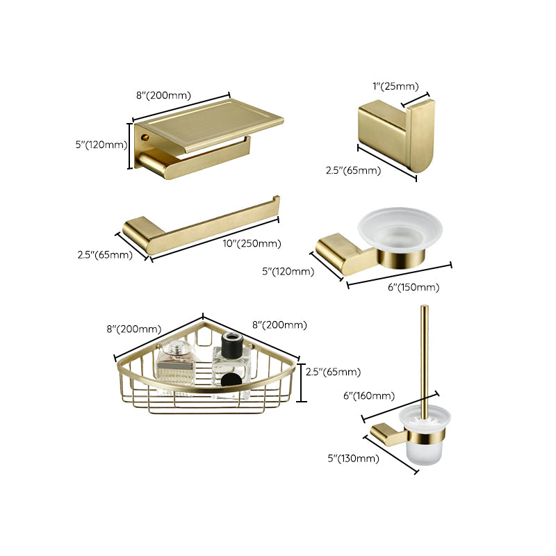 Brushed Brass Metal Bathroom Accessory As Individual Or As a Set Clearhalo 'Bathroom Hardware Sets' 'Bathroom Hardware' 'Bathroom Remodel & Bathroom Fixtures' 'bathroom_hardware_sets' 'Home Improvement' 'home_improvement' 'home_improvement_bathroom_hardware_sets' 7305358