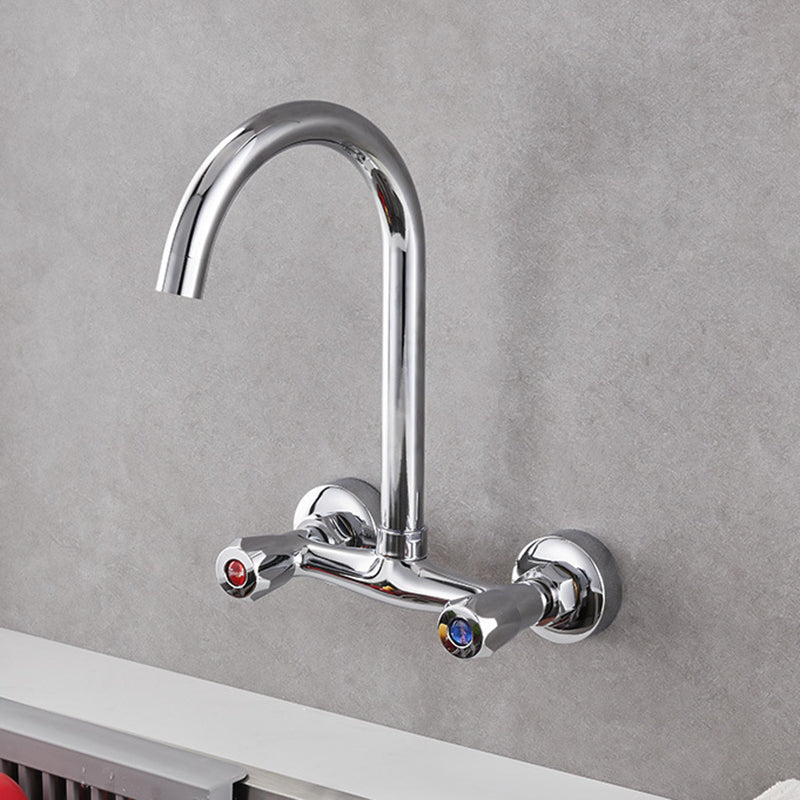 Modern Kitchen Tub Faucet Knob Two Handle Wall Mounted Faucet Clearhalo 'Home Improvement' 'home_improvement' 'home_improvement_kitchen_faucets' 'Kitchen Faucets' 'Kitchen Remodel & Kitchen Fixtures' 'Kitchen Sinks & Faucet Components' 'kitchen_faucets' 7306284