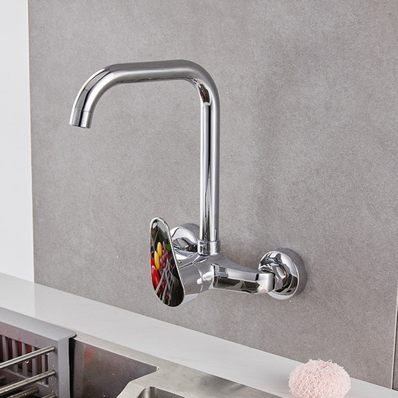 Modern Kitchen Tub Faucet Knob Two Handle Wall Mounted Faucet Seven Character Faucet Hands Up Clearhalo 'Home Improvement' 'home_improvement' 'home_improvement_kitchen_faucets' 'Kitchen Faucets' 'Kitchen Remodel & Kitchen Fixtures' 'Kitchen Sinks & Faucet Components' 'kitchen_faucets' 7306285