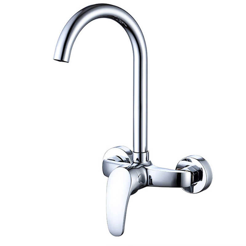 Modern Kitchen Tub Faucet Knob Two Handle Wall Mounted Faucet Small Curved Faucet Hands Down Clearhalo 'Home Improvement' 'home_improvement' 'home_improvement_kitchen_faucets' 'Kitchen Faucets' 'Kitchen Remodel & Kitchen Fixtures' 'Kitchen Sinks & Faucet Components' 'kitchen_faucets' 7306286