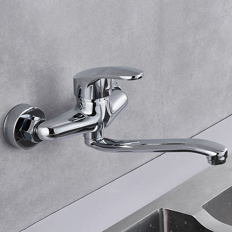 Modern Kitchen Tub Faucet Knob Two Handle Wall Mounted Faucet Downward Faucet Hands Up Clearhalo 'Home Improvement' 'home_improvement' 'home_improvement_kitchen_faucets' 'Kitchen Faucets' 'Kitchen Remodel & Kitchen Fixtures' 'Kitchen Sinks & Faucet Components' 'kitchen_faucets' 7306288