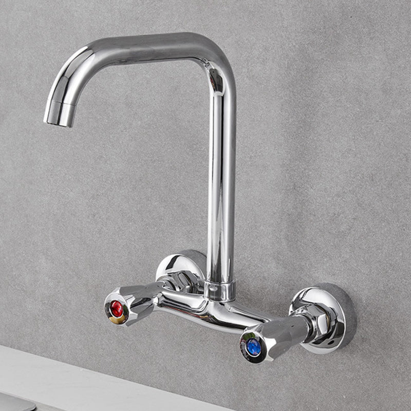 Modern Kitchen Tub Faucet Knob Two Handle Wall Mounted Faucet Seven Character Faucet 2 Handle Faucets Clearhalo 'Home Improvement' 'home_improvement' 'home_improvement_kitchen_faucets' 'Kitchen Faucets' 'Kitchen Remodel & Kitchen Fixtures' 'Kitchen Sinks & Faucet Components' 'kitchen_faucets' 7306305