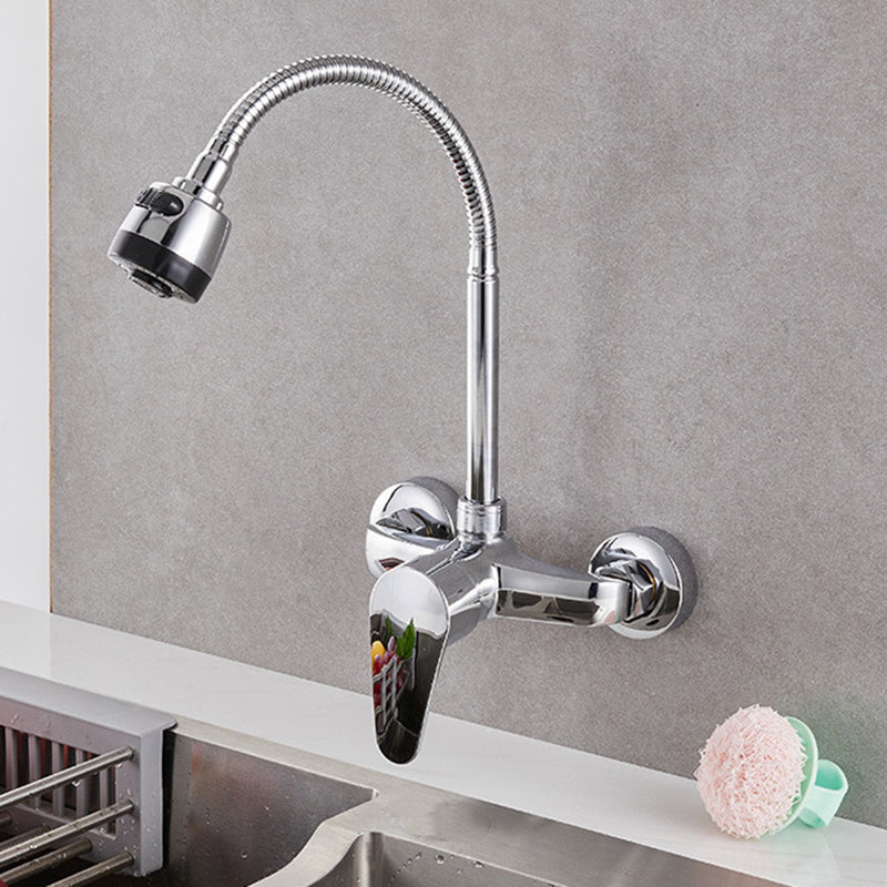 Modern Kitchen Tub Faucet Knob Two Handle Wall Mounted Faucet Universal Faucet Hands Down Clearhalo 'Home Improvement' 'home_improvement' 'home_improvement_kitchen_faucets' 'Kitchen Faucets' 'Kitchen Remodel & Kitchen Fixtures' 'Kitchen Sinks & Faucet Components' 'kitchen_faucets' 7306306
