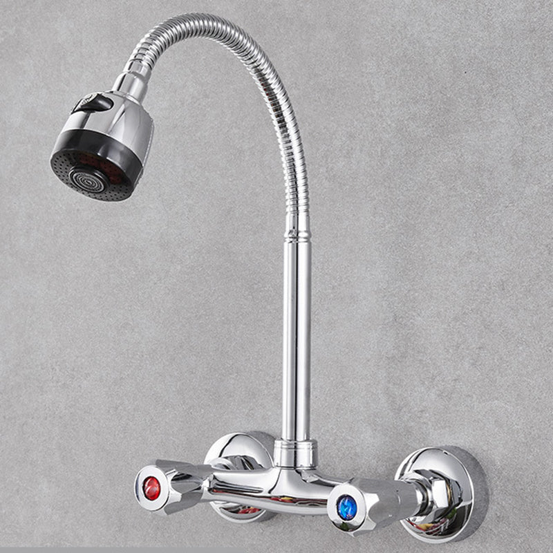 Modern Kitchen Tub Faucet Knob Two Handle Wall Mounted Faucet Universal Faucet 2 Handle Faucets Clearhalo 'Home Improvement' 'home_improvement' 'home_improvement_kitchen_faucets' 'Kitchen Faucets' 'Kitchen Remodel & Kitchen Fixtures' 'Kitchen Sinks & Faucet Components' 'kitchen_faucets' 7306309