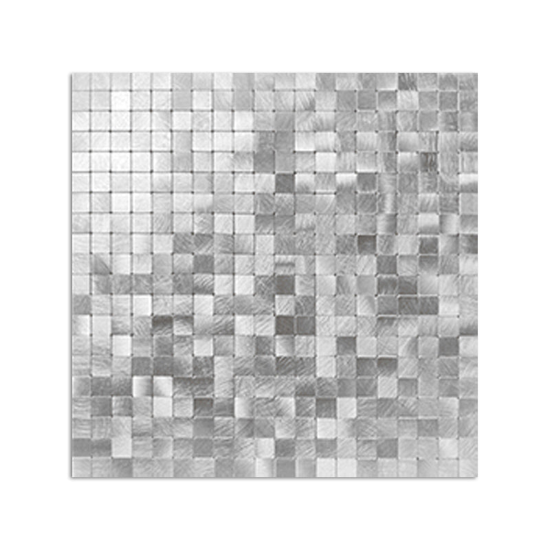 Mosaic Tile Wallpaper Contemporary Peel & Stick Mosaic Tile with Square Shape Silver Clearhalo 'Flooring 'Home Improvement' 'home_improvement' 'home_improvement_peel_stick_blacksplash' 'Peel & Stick Backsplash Tile' 'peel_stick_blacksplash' 'Walls & Ceilings' Walls and Ceiling' 7306378