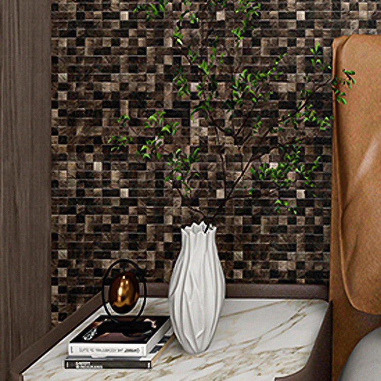 Mosaic Tile Wallpaper Square Shape Peel & Stick Mosaic Tile with Metal Look Coffee 10-Piece Set Clearhalo 'Flooring 'Home Improvement' 'home_improvement' 'home_improvement_peel_stick_blacksplash' 'Peel & Stick Backsplash Tile' 'peel_stick_blacksplash' 'Walls & Ceilings' Walls and Ceiling' 7306386