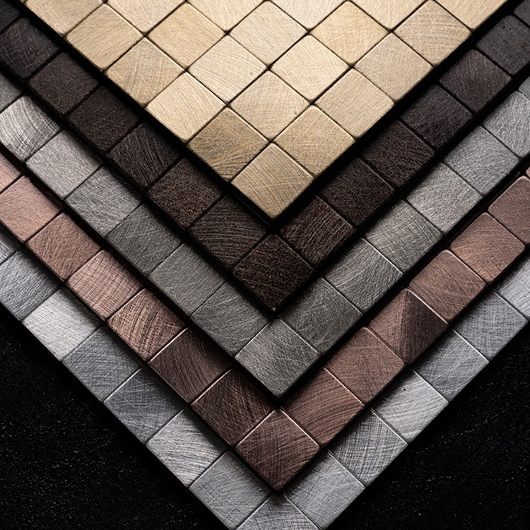 Mosaic Tile Wallpaper Square Shape Peel & Stick Mosaic Tile with Metal Look Clearhalo 'Flooring 'Home Improvement' 'home_improvement' 'home_improvement_peel_stick_blacksplash' 'Peel & Stick Backsplash Tile' 'peel_stick_blacksplash' 'Walls & Ceilings' Walls and Ceiling' 7306389