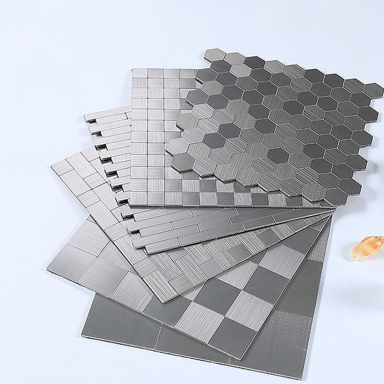 Subway Tile Wallpaper Contemporary Peel and Stick Wall Tile with Metal Look Clearhalo 'Flooring 'Home Improvement' 'home_improvement' 'home_improvement_peel_stick_blacksplash' 'Peel & Stick Backsplash Tile' 'peel_stick_blacksplash' 'Walls & Ceilings' Walls and Ceiling' 7306412