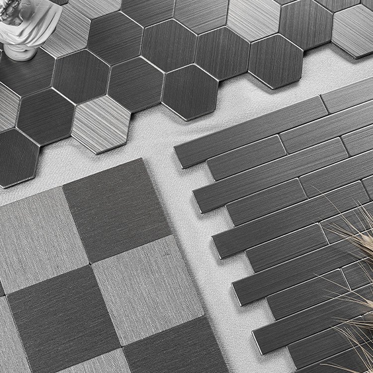 Subway Tile Wallpaper Contemporary Peel and Stick Wall Tile with Metal Look Clearhalo 'Flooring 'Home Improvement' 'home_improvement' 'home_improvement_peel_stick_blacksplash' 'Peel & Stick Backsplash Tile' 'peel_stick_blacksplash' 'Walls & Ceilings' Walls and Ceiling' 7306414