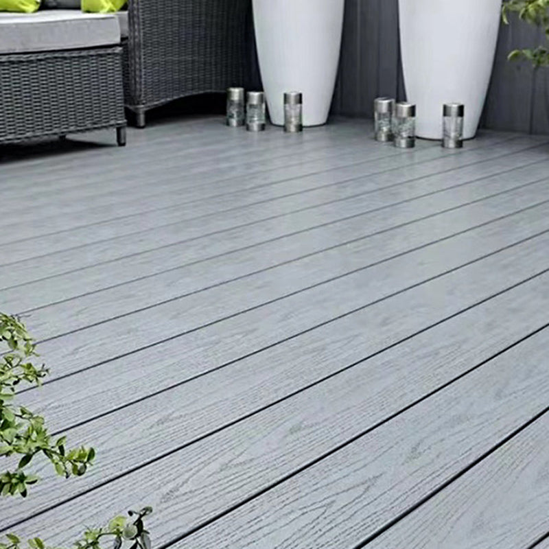 Modern Style Wood Flooring Rectangle Non-slip Outdoor Wood Flooring Pewter 118"L x 6"W x 0.9"H 75.3 sq ft. - 21 Pieces Clearhalo 'Flooring 'Hardwood Flooring' 'hardwood_flooring' 'Home Improvement' 'home_improvement' 'home_improvement_hardwood_flooring' Walls and Ceiling' 7306513