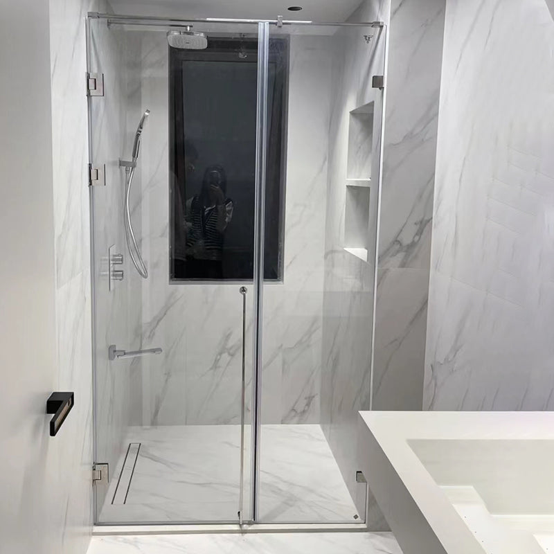 Tempered Hinged Shower Bath Door Transparent Frameless Shower Door Clearhalo 'Bathroom Remodel & Bathroom Fixtures' 'Home Improvement' 'home_improvement' 'home_improvement_shower_tub_doors' 'Shower and Tub Doors' 'shower_tub_doors' 'Showers & Bathtubs' 7306677