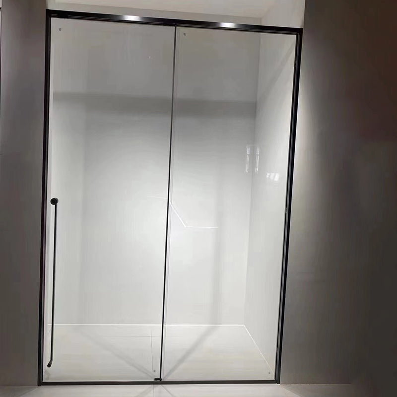 Tempered Glass Single Sliding Shower Bath Door Transparent Metal Framed Shower Door Clearhalo 'Bathroom Remodel & Bathroom Fixtures' 'Home Improvement' 'home_improvement' 'home_improvement_shower_tub_doors' 'Shower and Tub Doors' 'shower_tub_doors' 'Showers & Bathtubs' 7306696