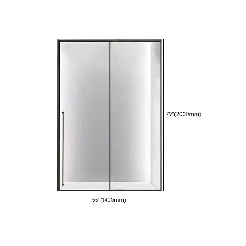 Tempered Glass Single Sliding Shower Bath Door Transparent Metal Framed Shower Door Clearhalo 'Bathroom Remodel & Bathroom Fixtures' 'Home Improvement' 'home_improvement' 'home_improvement_shower_tub_doors' 'Shower and Tub Doors' 'shower_tub_doors' 'Showers & Bathtubs' 7306708