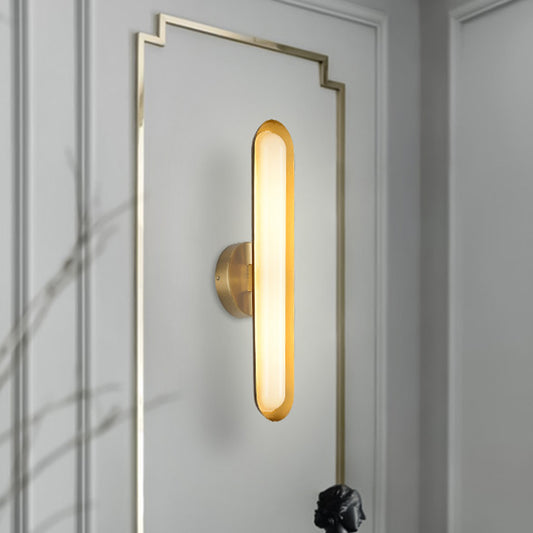 Oval Metal Wall Light Fixture Modern LED Gold Sconce Wall Lighting with Acrylic Shade for Bedroom Clearhalo 'Cast Iron' 'Glass' 'Industrial' 'Modern wall lights' 'Modern' 'Tiffany' 'Traditional wall lights' 'Wall Lamps & Sconces' 'Wall Lights' Lighting' 730686
