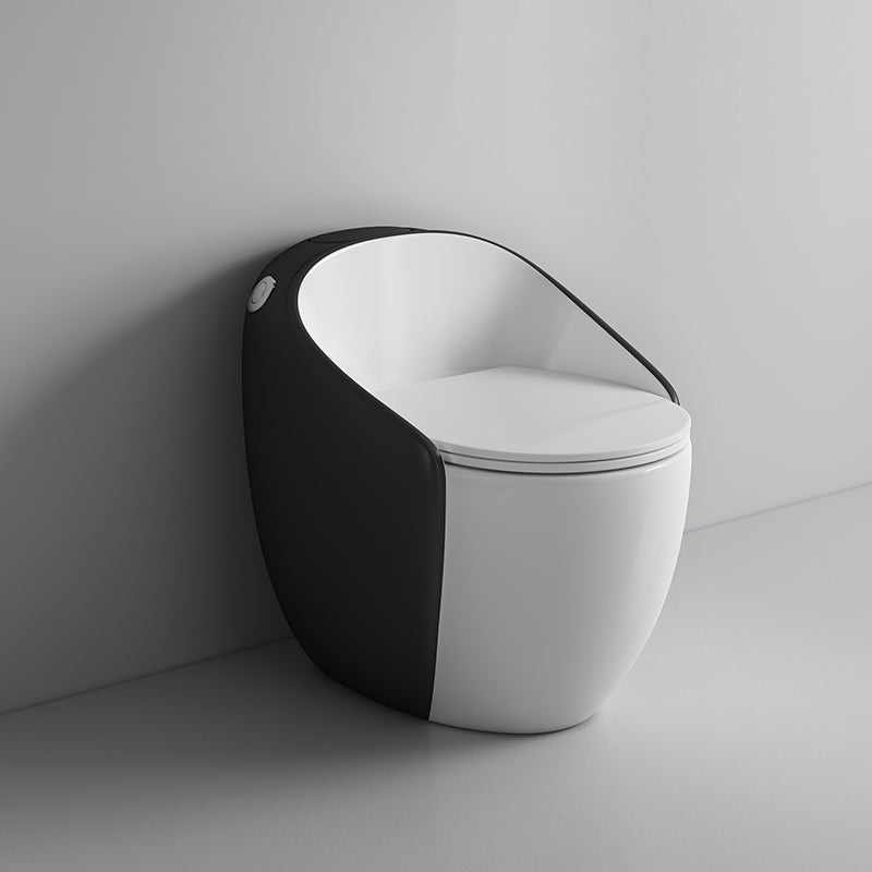Contemporary Ceramic Toilet Bowl Floor Mount Urine Toilet with Seat for Washroom Black Clearhalo 'Bathroom Remodel & Bathroom Fixtures' 'Home Improvement' 'home_improvement' 'home_improvement_toilets' 'Toilets & Bidets' 'Toilets' 7307154