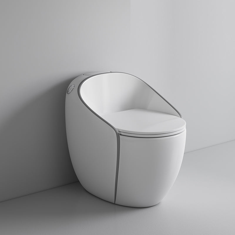 Contemporary Ceramic Toilet Bowl Floor Mount Urine Toilet with Seat for Washroom White/ Gray Clearhalo 'Bathroom Remodel & Bathroom Fixtures' 'Home Improvement' 'home_improvement' 'home_improvement_toilets' 'Toilets & Bidets' 'Toilets' 7307160