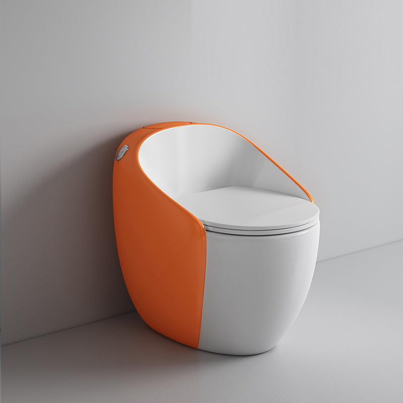 Contemporary Ceramic Toilet Bowl Floor Mount Urine Toilet with Seat for Washroom Orange Clearhalo 'Bathroom Remodel & Bathroom Fixtures' 'Home Improvement' 'home_improvement' 'home_improvement_toilets' 'Toilets & Bidets' 'Toilets' 7307163