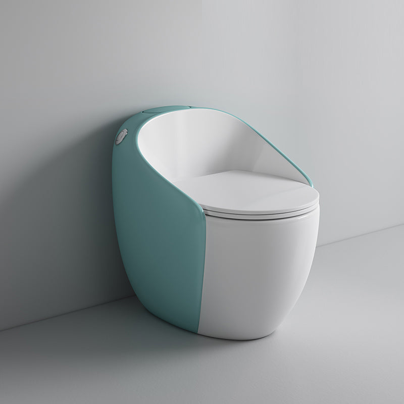 Contemporary Ceramic Toilet Bowl Floor Mount Urine Toilet with Seat for Washroom Blue Clearhalo 'Bathroom Remodel & Bathroom Fixtures' 'Home Improvement' 'home_improvement' 'home_improvement_toilets' 'Toilets & Bidets' 'Toilets' 7307165