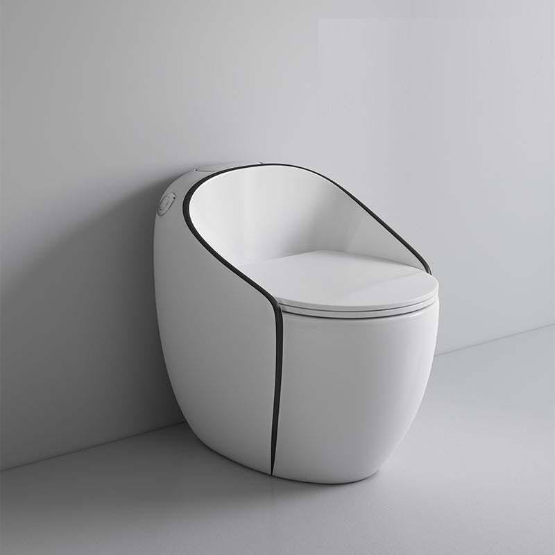 Contemporary Ceramic Toilet Bowl Floor Mount Urine Toilet with Seat for Washroom White Black Clearhalo 'Bathroom Remodel & Bathroom Fixtures' 'Home Improvement' 'home_improvement' 'home_improvement_toilets' 'Toilets & Bidets' 'Toilets' 7307169