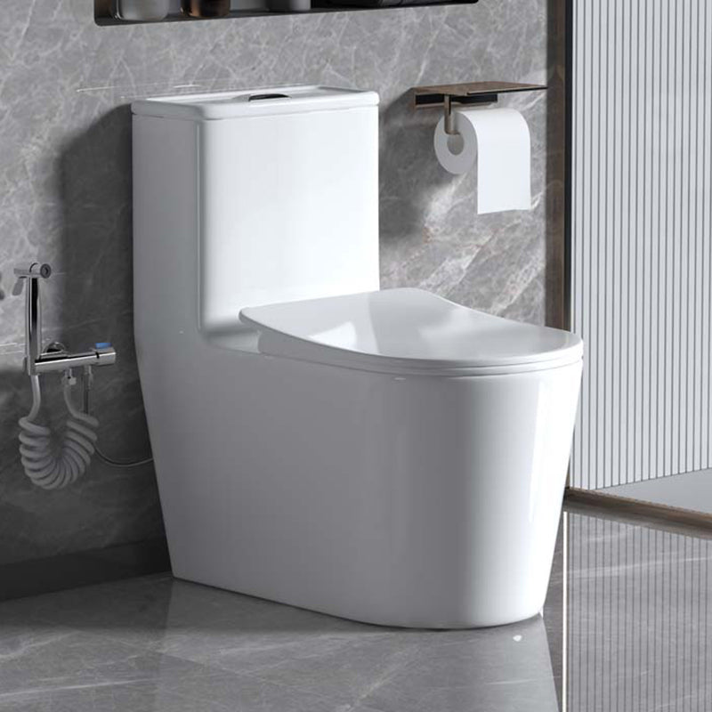 Contemporary White Ceramic Toilet Bowl Floor Mounted Urine Toilet for Washroom 15"L x 27"W x 28"H Toilet with Sprayer 12" Clearhalo 'Bathroom Remodel & Bathroom Fixtures' 'Home Improvement' 'home_improvement' 'home_improvement_toilets' 'Toilets & Bidets' 'Toilets' 7307187