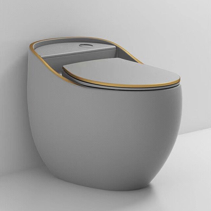 Contemporary Ceramic Toilet Floor Mount Urine Toilet with Slow Close Seat for Washroom Grey Gold Clearhalo 'Bathroom Remodel & Bathroom Fixtures' 'Home Improvement' 'home_improvement' 'home_improvement_toilets' 'Toilets & Bidets' 'Toilets' 7307208