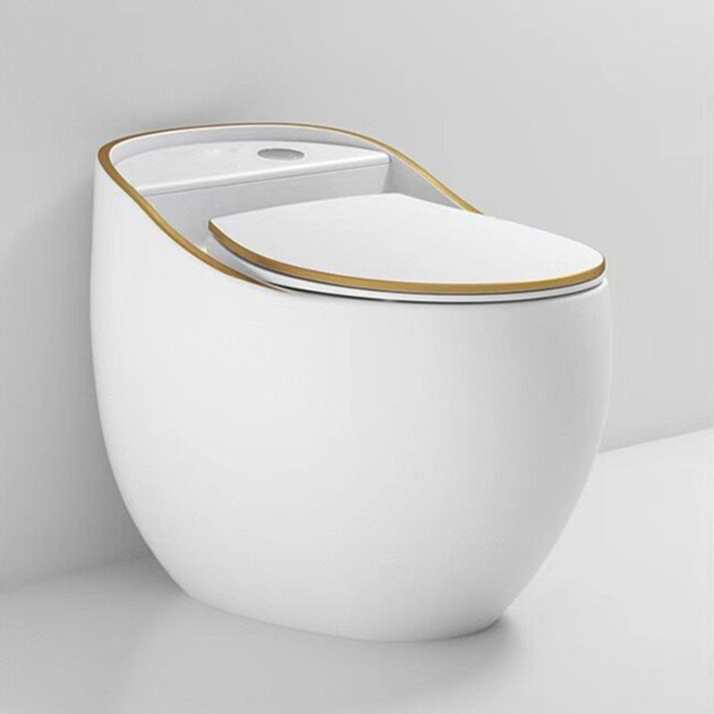 Contemporary Ceramic Toilet Floor Mount Urine Toilet with Slow Close Seat for Washroom White Gold Clearhalo 'Bathroom Remodel & Bathroom Fixtures' 'Home Improvement' 'home_improvement' 'home_improvement_toilets' 'Toilets & Bidets' 'Toilets' 7307210