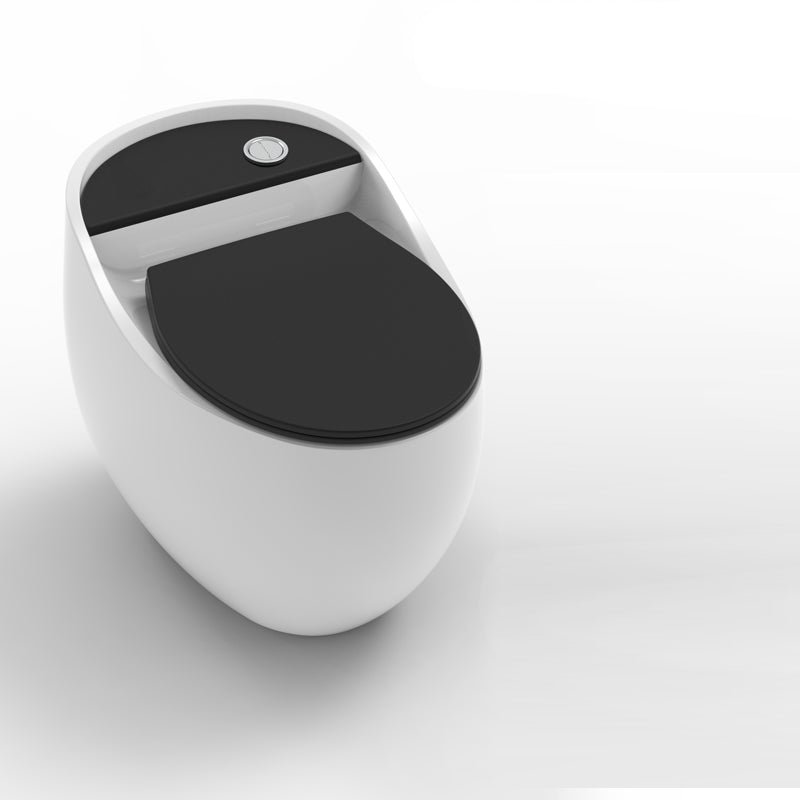 Contemporary Ceramic Toilet Floor Mount Urine Toilet with Slow Close Seat for Washroom Black White Clearhalo 'Bathroom Remodel & Bathroom Fixtures' 'Home Improvement' 'home_improvement' 'home_improvement_toilets' 'Toilets & Bidets' 'Toilets' 7307217