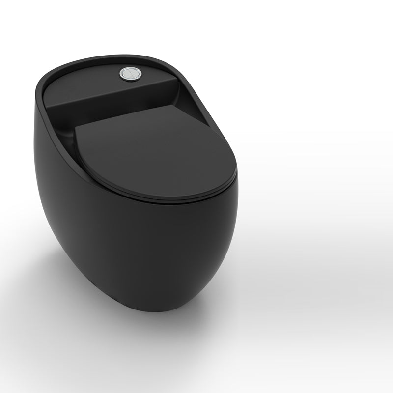 Contemporary Ceramic Toilet Floor Mount Urine Toilet with Slow Close Seat for Washroom Black Clearhalo 'Bathroom Remodel & Bathroom Fixtures' 'Home Improvement' 'home_improvement' 'home_improvement_toilets' 'Toilets & Bidets' 'Toilets' 7307221