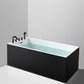 Back to Wall Antique Finish Bath Soaking Rectangular Modern Bath Tub Black White Tub with Black 5-Piece Set Clearhalo 'Bathroom Remodel & Bathroom Fixtures' 'Bathtubs' 'Home Improvement' 'home_improvement' 'home_improvement_bathtubs' 'Showers & Bathtubs' 7307229
