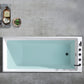 Back to Wall Antique Finish Bath Soaking Rectangular Modern Bath Tub White 59"L x 30"W x 23"H Tub with Black 5-Piece Set Clearhalo 'Bathroom Remodel & Bathroom Fixtures' 'Bathtubs' 'Home Improvement' 'home_improvement' 'home_improvement_bathtubs' 'Showers & Bathtubs' 7307230