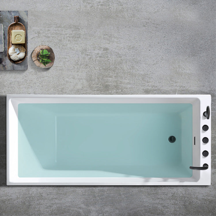 Back to Wall Antique Finish Bath Soaking Rectangular Modern Bath Tub White 59"L x 30"W x 23"H Tub with Black 5-Piece Set Clearhalo 'Bathroom Remodel & Bathroom Fixtures' 'Bathtubs' 'Home Improvement' 'home_improvement' 'home_improvement_bathtubs' 'Showers & Bathtubs' 7307230