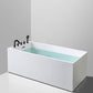 Back to Wall Antique Finish Bath Soaking Rectangular Modern Bath Tub White 55"L x 28"W x 23"H Tub with Black 5-Piece Set Clearhalo 'Bathroom Remodel & Bathroom Fixtures' 'Bathtubs' 'Home Improvement' 'home_improvement' 'home_improvement_bathtubs' 'Showers & Bathtubs' 7307235