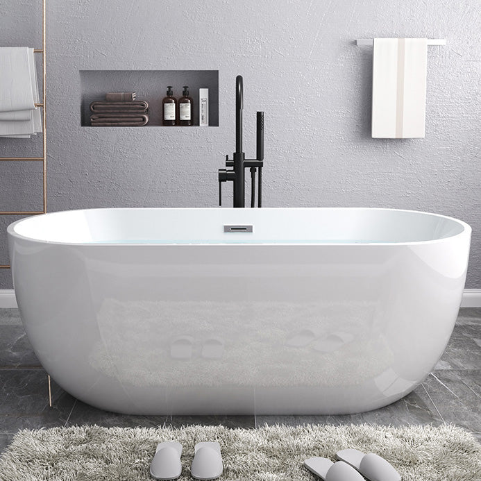 Modern Oval Stand Alone Bathtub Acrylic White Soaking Back to Wall Bath Clearhalo 'Bathroom Remodel & Bathroom Fixtures' 'Bathtubs' 'Home Improvement' 'home_improvement' 'home_improvement_bathtubs' 'Showers & Bathtubs' 7307249