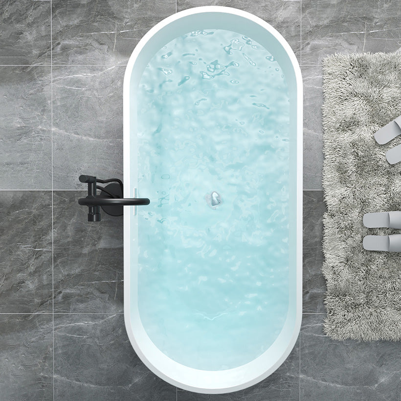 Modern Oval Stand Alone Bathtub Acrylic White Soaking Back to Wall Bath Clearhalo 'Bathroom Remodel & Bathroom Fixtures' 'Bathtubs' 'Home Improvement' 'home_improvement' 'home_improvement_bathtubs' 'Showers & Bathtubs' 7307254