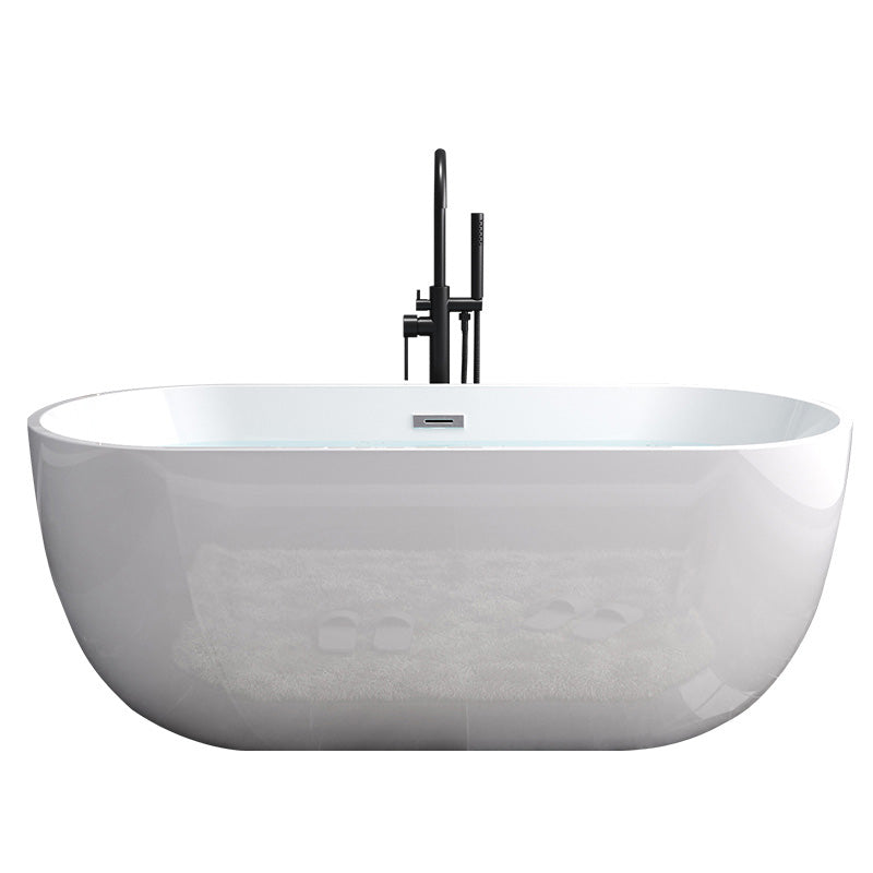 Modern Oval Stand Alone Bathtub Acrylic White Soaking Back to Wall Bath Clearhalo 'Bathroom Remodel & Bathroom Fixtures' 'Bathtubs' 'Home Improvement' 'home_improvement' 'home_improvement_bathtubs' 'Showers & Bathtubs' 7307256