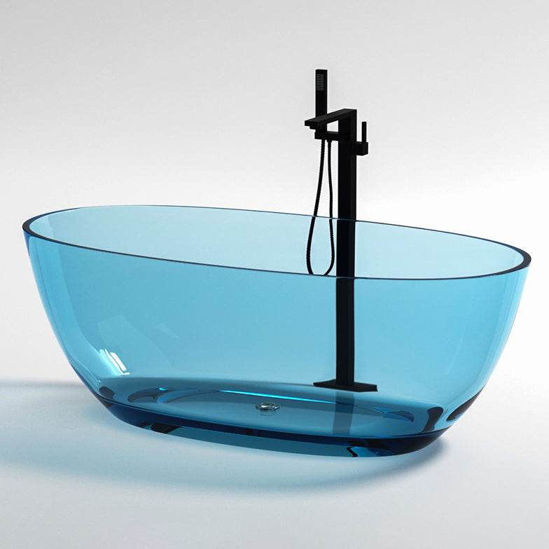 Flat Bottom Soaking Bathtub Antique Finish Modern Oval Bath Tub Blue Clearhalo 'Bathroom Remodel & Bathroom Fixtures' 'Bathtubs' 'Home Improvement' 'home_improvement' 'home_improvement_bathtubs' 'Showers & Bathtubs' 7307308