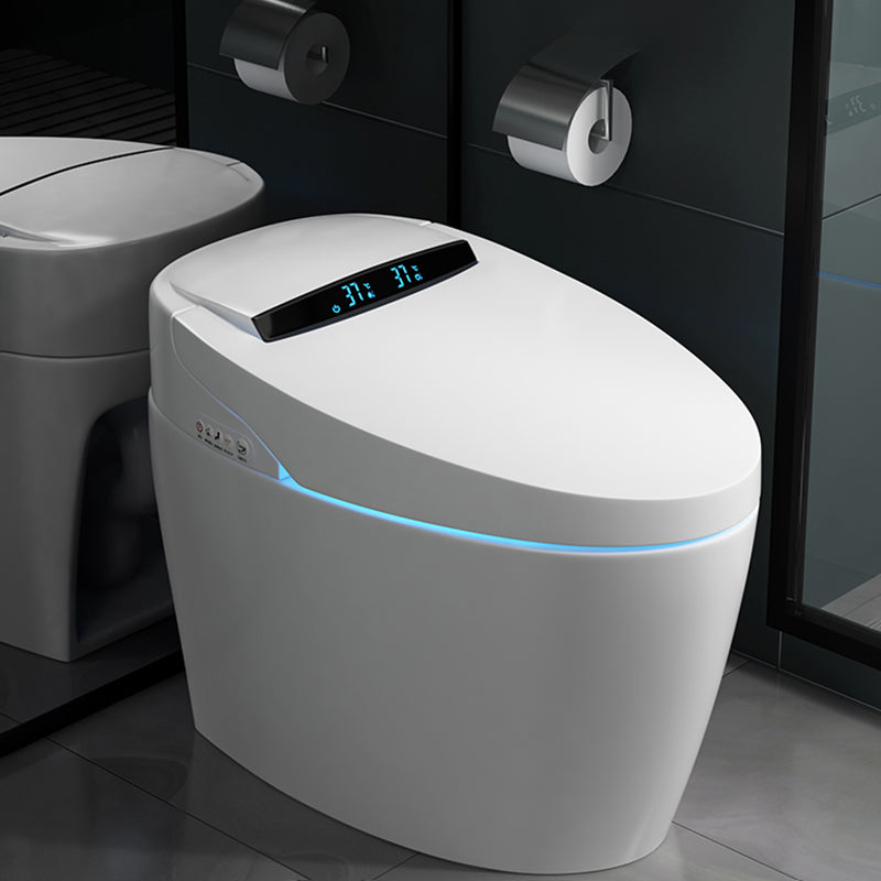 Contemporary Floor Standing Bidet Elongated White Heated Seat Floor Mount Bidet Automatic Lid( Top Configuration) No Clearhalo 'Bathroom Remodel & Bathroom Fixtures' 'Bidets' 'Home Improvement' 'home_improvement' 'home_improvement_bidets' 'Toilets & Bidets' 7307603