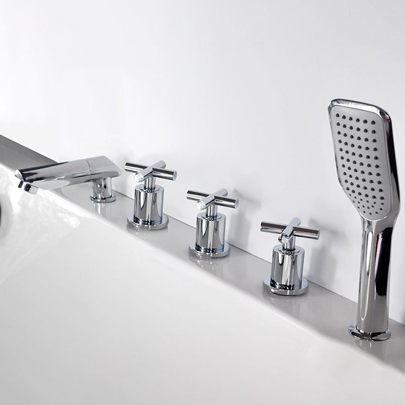 Contemporary Style Bathroom Faucet Metal Deck Mounted Bathroom Faucet Clearhalo 'Bathroom Remodel & Bathroom Fixtures' 'Bathtub Faucets' 'bathtub_faucets' 'Home Improvement' 'home_improvement' 'home_improvement_bathtub_faucets' 7308383