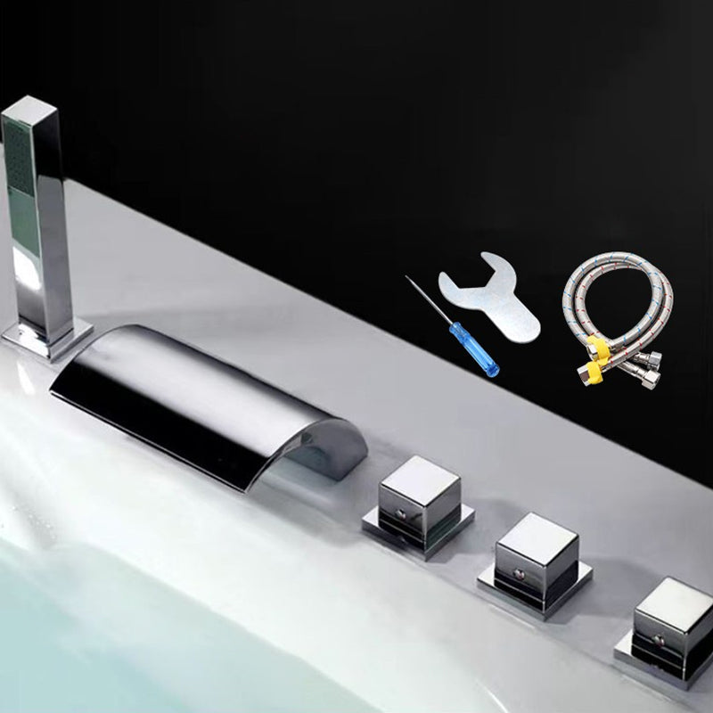 Contemporary Style Bathroom Faucet Metal Deck Mounted Bathroom Faucet Clearhalo 'Bathroom Remodel & Bathroom Fixtures' 'Bathtub Faucets' 'bathtub_faucets' 'Home Improvement' 'home_improvement' 'home_improvement_bathtub_faucets' 7308389