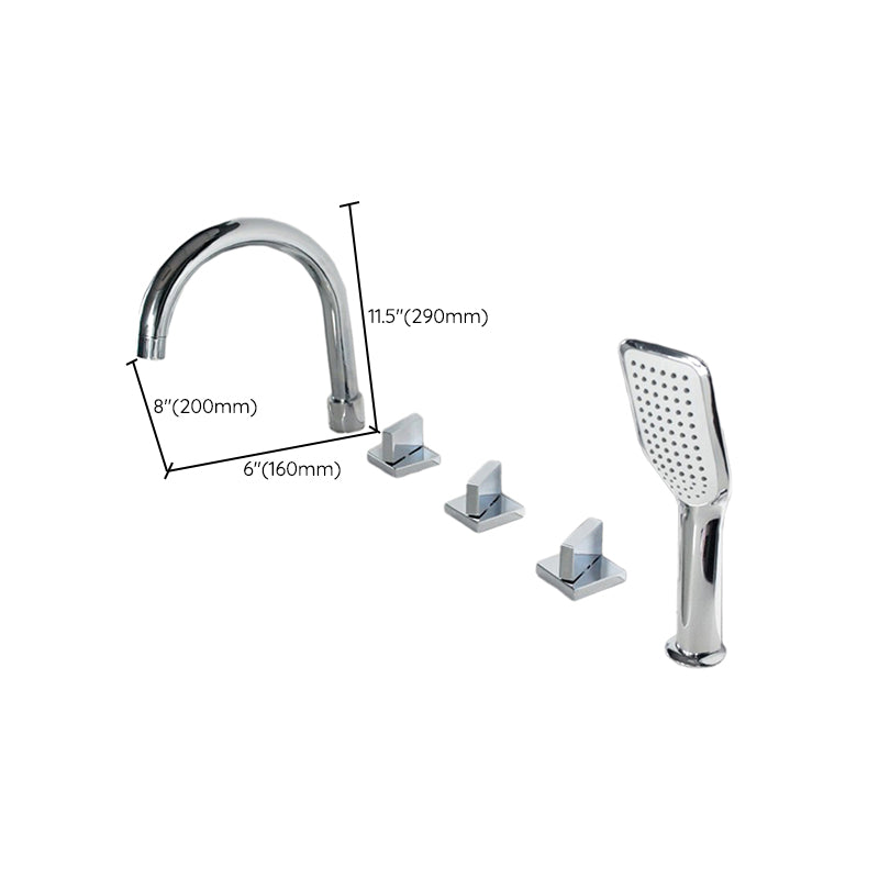 Contemporary Style Bathroom Faucet Metal Deck Mounted Bathroom Faucet Clearhalo 'Bathroom Remodel & Bathroom Fixtures' 'Bathtub Faucets' 'bathtub_faucets' 'Home Improvement' 'home_improvement' 'home_improvement_bathtub_faucets' 7308416